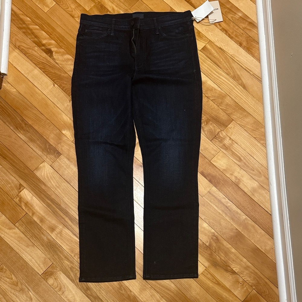 NWT MOTHER Women's Straight Leg Jeans - dark denim color now-now or never - Picture 4 of 14